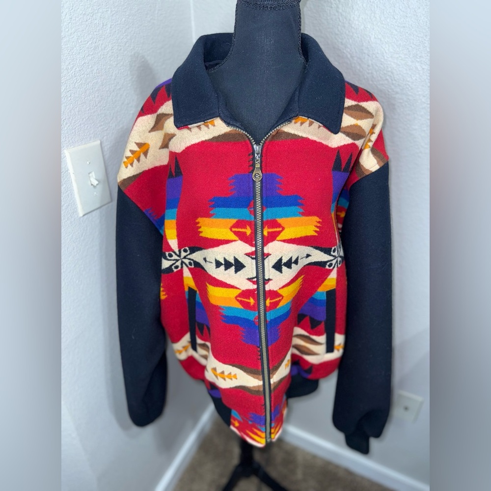 Pendleton Vintage High Grade Aztec/Western Tribal Wear wool Mens‎ Bomber jacket